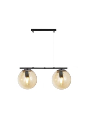 Modern Bal Globe Glass Row Double Black Pendant Lamp Chandelier LMBDR0091-BLKBAL - Lambadar