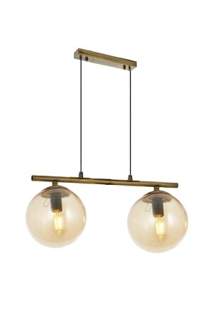 Modern Bal Globe Glass Row Double Gold Pendant Lamp Chandelier LMBDR0091-GOLDBAL - Lambadar