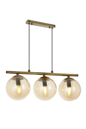 Modern Bal Globe Glass Row Triple Gold Pendant Lamp Chandelier LMBDR0091-GOLDBAL - Lambadar