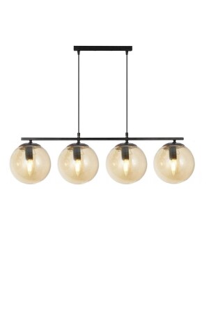 Modern Bal Glop Glass Four Row Black Pendant Lamp Chandelier LMBDR0091-BLKBAL - Lambadar