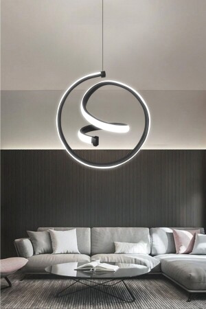 Modern Black Single Pendant Lamp Led Chandelier for Entrance, Room Helix White Light LED Chandelier Helix - RSCOLLECTIONS