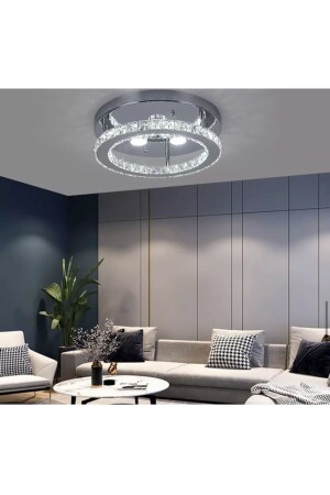 Modern Ceiling Crystal Stone LED Chandelier with Chrome Remote Control, 3 Colors fico0083 - Fico Home