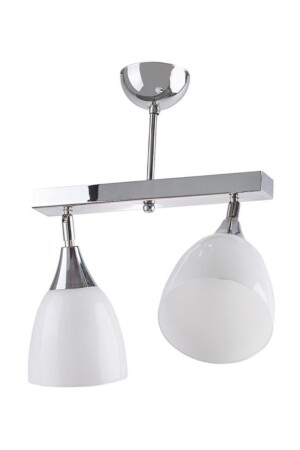Modern Chrome Double Row Opal Glass Pendant Lamp Chandelier with 2xe27 Lampholder RİO000114 - RİOLİGHT