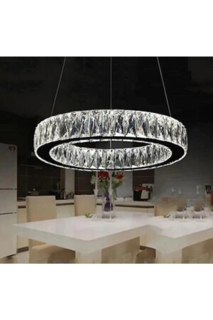Modern Chrome Pendant Lamp Crystal Stone Power LED Remote Controlled 3 Color Chandelier SAFİR40 - bestof tasarım