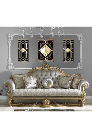 Modern Classic & Geometric Design Gold Mirrored Plexiglass Wall Clock Set on MDF - Mitra Dekor