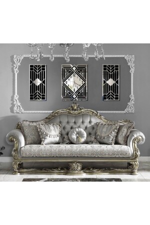 Modern Classic & Geometric Design Silver Mirrored Plexiglass on MDF 3-Piece Wall Clock Set MTR-DEP2 - Mitra Dekor