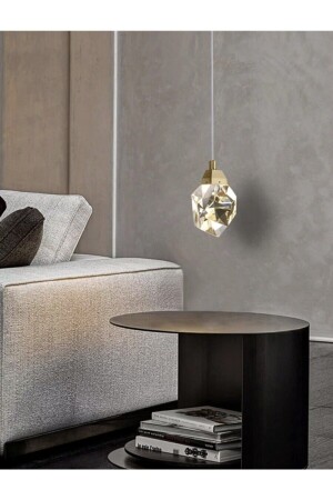 Modern Concept Crystal Glass Gold Detailed Single Pendant Lamp LED Chandelier LUNA-TAS-1-FGD - Luna Lighting