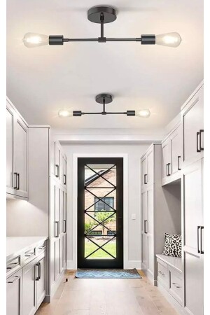 Modern Cotto Zero to Ceiling Two Arm Chandelier Matte Black E27 Lampholder burenze097 - burenze