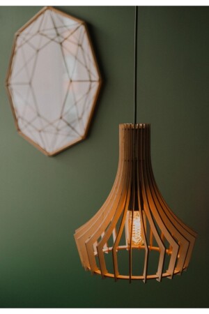 Modern Design Cornered Long Natural Wood MDF 3D Rustic Kitchen Chandelier DECARTAVZ0039 - hü ma tasarım ve aksesuar