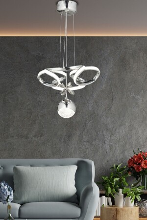 Modern Dimmer Remote Controlled 3 Color Illuminated Single Pendant Lamp LED Chandelier Chrome Butterfly Stone burenze372 - burenze