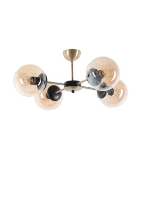 Modern Dörtlü Bal Glop Camlı Gold-siyah Avize LMBDR00204 - Lambadar