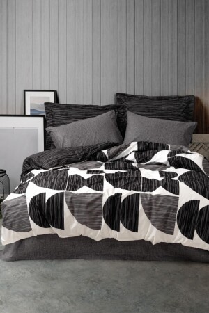 Modern Double Duvet Cover Set Niko Anthracite 1733p - Cotton Box