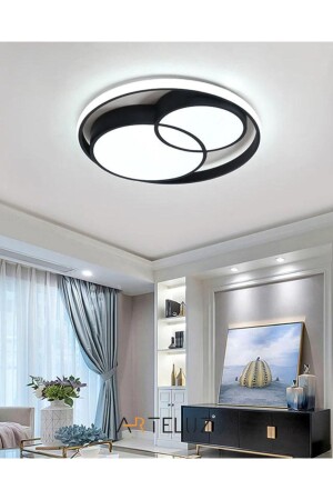 Modern Double Round Model Plafonier Led Chandelier Ceiling Model 3 Color Chandelier Living Room Led Lamp Controlled 8046 - ARTELUZ
