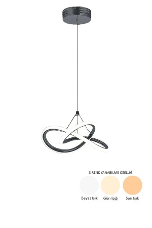 Modern Forte Single Black 3 Color Illuminated Power LED Chandelier for Living Room Kitchen Room Hallway - Dekorluna