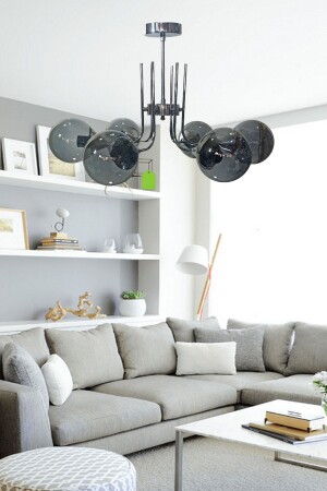 Modern Idil Smoked Closed Glass Chrome Frame Chandelier TYC00779731865 - trend avize