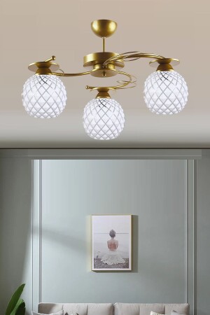 Modern Ilay Antique Gold Painted 3/4 Glass Chandelier UÇ240ARR - Uçar