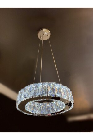 Modern Krom Sarkıt Kristal Taşlı Power Led 3 Renk Avize SAFİR22 - bestof tasarım