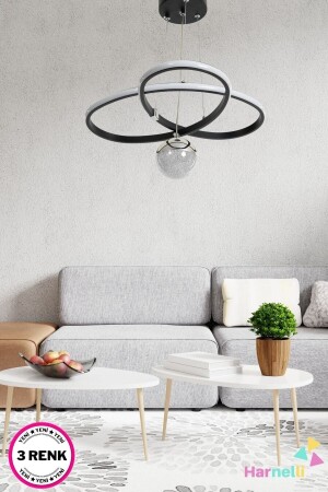 MODERN LED CHANDELIER WITH 3 COLORS LIGHTING SUGAR GLASS - Harnelli