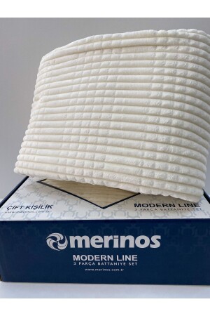 Modern Line 2 Piece Cream Single Blanket Set - Merinos