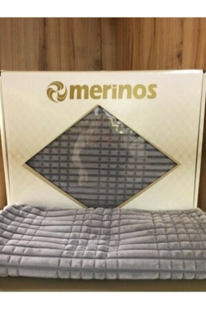 Modern Line 3 Parça Battaniye Seti - Gri - Merinos