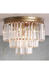 Modern Lüks Kristal Taşlı Plafonyer Tavan Avize Eskitme Bronz 30 Cm Çap TYCLUCE13N169168203551025 - burenze