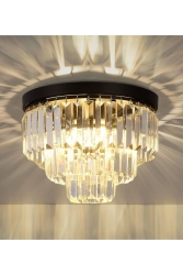 Modern Lüks Kristal Taşlı Plafonyer Tavan Avize Siyah 30 CM ÇAP burenzecollection1453 - burenze
