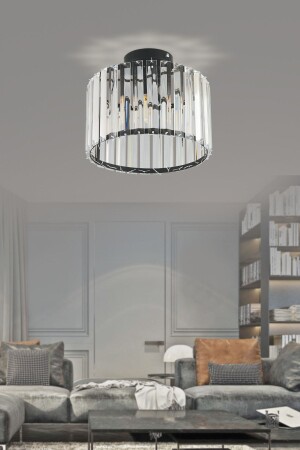 Modern Lüx Kristal Siyah Plafonyer Avize lunasmt-t - Luna Lighting