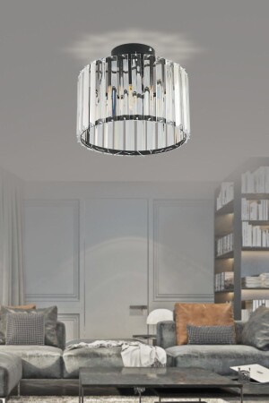 Modern Lüx Kristal Siyah Plafonyer Avize Ultra Home PRMT-01PS - Ultra Home