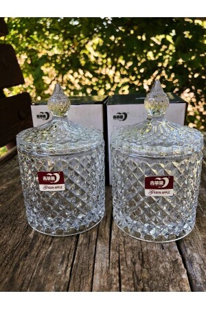 Modern Luxurious and Stylish Cut Glass Sugar Bowl with Cut Lid 2 Pieces Volume 300 ml Large Size - Diba Avm