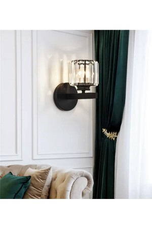 Modern Luxury Battery Operated Sconce Crystal Stone LED Sconce Plug and Play Matte Black Body - Burenze