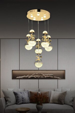Modern Luxury Crystal Stone 6-Piece Pendant Lamp LED Chandelier Gold Yellow LUNA-AD0046-6 - Luna Lighting