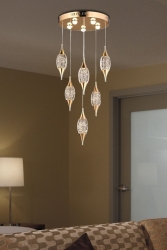 Modern Luxury Kristal 6'lı Cam Led Avize Gold Sarı Ledli Avize burenze956 - burenze