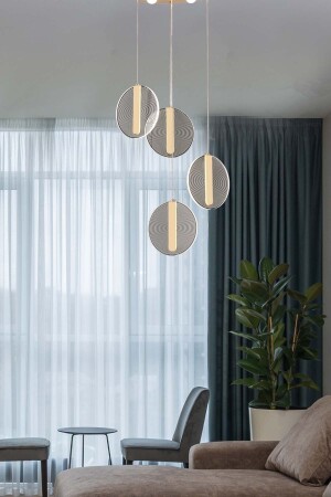 Modern Luxury Led Chandelier Gold Yellow Quadruple Pendant Lamp Chandelier Daylight burenze1152 - burenze