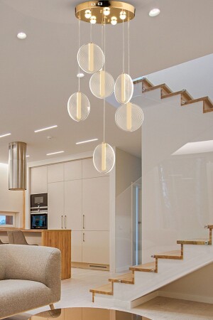 Modern Luxury Led Chandelier Gold Yellow Six Pendant Lamp Chandelier Daylight burenze1160 - burenze