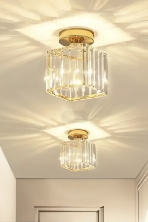 Modern Luxury Plafonier Ceiling Chandelier Hallway Yellow Square Crystal Stone Chandelier - Luna Lighting