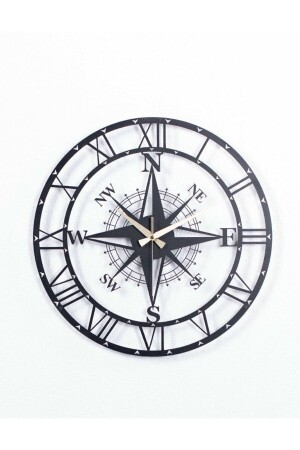 Modern Metal Black Wall Clock with Compass 1.5 Mm Thickness 60 X 60 Cm mpusulalı60 - Gowpenart