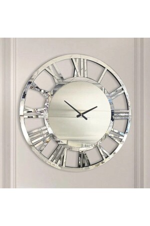 Modern Mirrored Silver Plexi Wall Clock with Roman Numerals 40x40 MTR-GMS4 - Mitra Dekor