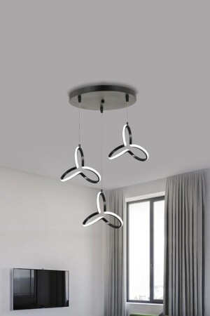 Modern Pendant Lamp 3-Piece Black Case White Light LED Chandelier 1 Year Warranty Clover LED Chandelier clover3-Piece - RSCOLLECTIONS