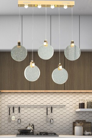 Modern Pendant Lamp Power LED Chandelier with Five Rows of Glass Gold Yellow burenze741 - burenze