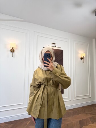 Modern Pile Detaylı Gömlek - Haki - Nuuwears