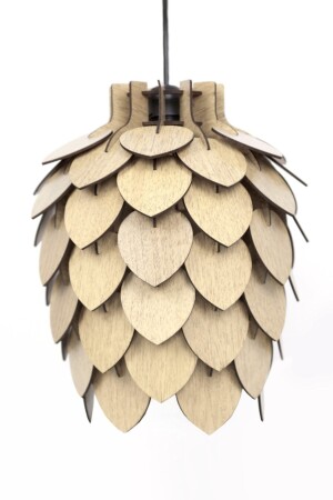 Modern Pinecone Chandelier Wooden Lampshade Single Pendant Lamp Cream 3033 - Modamonline