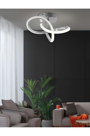 Modern Plafonyer Tavan Tekli Avize Boomerang Led Avize Krom Beyaz Işık Ledli Avize - Fico Home