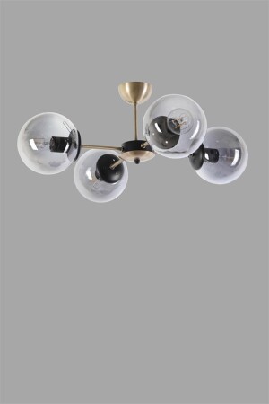 Modern Quadruple Smoked Glop Glass Gold-black Chandelier LMBDR00204 - Lambadar