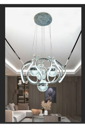 Modern Remote Controlled 3 Color Living Room Pendant Lamp LED Chandelier, Silver Nickel Plated LED Chandelier with Ball Butterfly LED Chandelier - DEKORLİVE