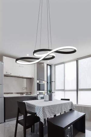 Modern Rimaldo Siyah Sarkıt Led Beyaz Power Ledli Salon Mutfak Oda Hol Ledli Avize - Dekorluna