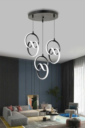 Modern Sarkıt 3 Lü Antrasit Kasa Beyaz Işık Led Avize 1 Yıl Garantili Imza Ledli Avize imzaüçlü - RSCOLLECTIONS