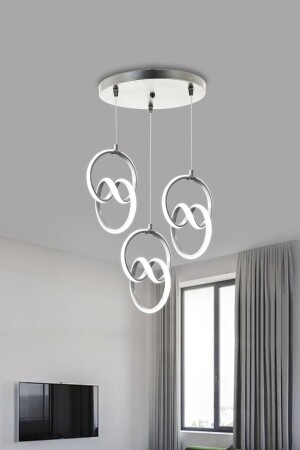 Modern Sarkıt 3 Lü Gümüş Kasa Beyaz Işık Led Avize 1 Yıl Garantili Imza Ledli Avize imzaüçlü - RSCOLLECTIONS