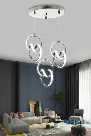 Modern Sarkıt 3 Lü Krom Kasa Beyaz Işık Led Avize 1 Yıl Garantili Imza Ledli Avize imzaüçlü - RSCOLLECTIONS
