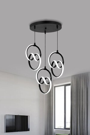 مصباح معلق مودرن من طراز MNZ 3 قطع قضية سوداء ضوء أبيض LED شمعة 1 سنة ضمان توقيع LED شمعة توقيع ثلاثي - RSCOLLECTIONS