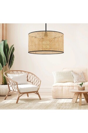 Modern Scandinavian Design Natural Hazeran Chandelier Wicker Chandelier 38 Cm Pendant Lamp Chandelier - Fico Home
